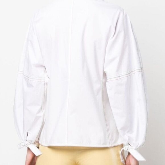 Tory Burch Topstitch Poplin Bow Blouse - Picture 5 of 6
